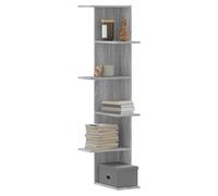 Wall Corner Shelf Grey Sonoma 36.5x36.5x140cm Engineered Wood 5-Tier Indoor Use