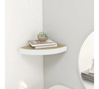 Wall Corner Shelf Oak & White Honeycomb MDF Metal 25x25x3.8 cm Designer Floating