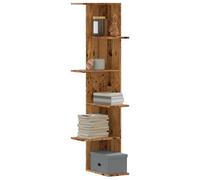 Wall Corner Shelf Old Wood 36.5x36.5x140 cm Engineered Wood Berkfield Home Brown One Size