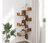 vidaXL Wall Corner Shelf Old Wood 45x45x147 cm Engineered Wood
