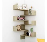 vidaXL 2x Wall Corner Shelves Sonoma Oak Chipboard Home Hanging Shelf Unit