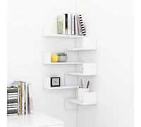 vidaXL 2x Wall Corner Shelves White Chipboard Home Wall-Mounted Hanging Shelf