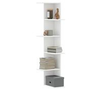 Wall Corner Shelf White Engineered Wood 36.5x36.5x140cm 5-Shelf Indoor SlimLine