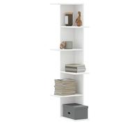 Wall Corner Shelf White Engineered Wood 36.5x36.5x140cm 5-Shelf Indoor SlimLine