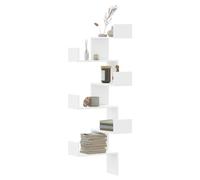 Wall Corner Shelf White Engineered Wood 45x45x147cm 6-Tier Modern Space-Savings