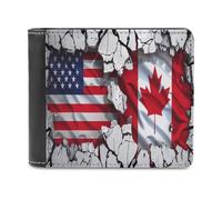 Wall Cracked American Canada Flag Printed Bifold Wallet with Hidden Compartments Pocket Money and Credit Card Holder for Men Women
