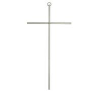 Wall Cross | Sleek Minimalist Design | Metallic Mirror Finish in Gold-tone or Silver-tone | Christian Home Décor | Great Gift for Baptism, First Holy Communion, and Confirmation (Silver-Tone)