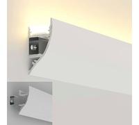 Wall Crown Molding for Indirect LED Lighting 2m Aluminum Track for Ceiling Cornice Linear Channel Holder Decorative Profile Light Moulding Ideal for Home & Commercial Use