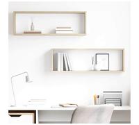 Wall Cube Shelf 2pc Sonoma Oak 80x15x26.5cm Engineered Wood Display Modern Shelf