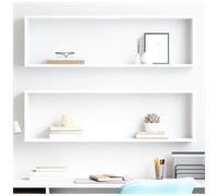 vidaXL 2x Wall Cube Shelves White - Engineered Wood Wall Hanging Storage (807079)