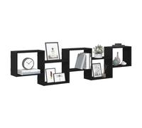 vidaXL Wall Cube Shelf 5 Compartments Black Engineered Wood