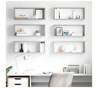 Wall Cube Shelf 6pc Concrete Grey Engineered Wood 60x15x23cm Floating Modern Set