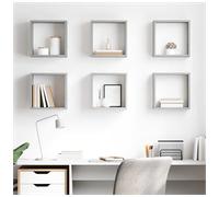 Wall Cube Shelf 6pcs Concrete Grey Engineered Wood 30x15x30 cm Floating Display