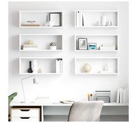 Wall Cube Shelf 6pcs White Engineered Wood 60x15x23cm Floating LivingRoomSet