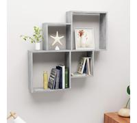 Wall Cube Shelf Concrete Grey 80x15x78.5cm Engineered Wood 4 Shelves Floating UK