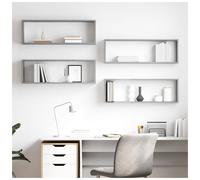 Vidaxl Wall Cube Shelf 4 Pcs Concrete Grey 80X15X26.5 Cm Engineered Wood
