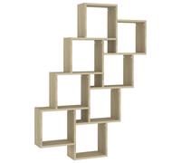 Wall Shelf Black Oak 90x15x119cm Engineered Wood 8-Shelf Modern Storage For Home