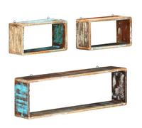 Vidaxl 3 Piece Wall Cube Shelf Set Soild Reclaimed Wood
