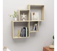 Wall Cube Shelf Sonoma Oak 80x15x78.5cm Engineered Wood Floating 4-Shelf Unit UK