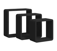 vidaXL 3x Wall Cube Shelves Black MDF Floating Display Storage Unit Bookcase