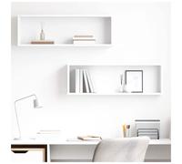 Wall Cube Shelf White 80x15x26.5 cm Engineered Wood 2-Piece Set Modern Floating
