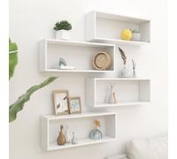 Wall Cube Shelf White Engineered Wood 60x15x23 cm Floating Display Set of 4 Pack
