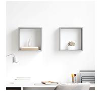 Wall Cube Shelves 2pcs Concrete Grey Engineered Wood 30x15x30 cm Modern Compact