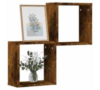 Wall Cube Shelves 2pcs Smoked Oak 30x15x30cm Engineered Wood Display Cubes Pair