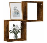 Wall Cube Shelves 2pcs Smoked Oak 30x15x30cm Engineered Wood Display Cubes Pair