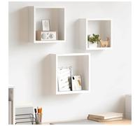 Wall Cube Shelves 3pc White MDF 30/27/24cm Invisible Wall Display Decor 5kg load