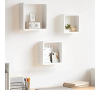 Wall Cube Shelves 3pcs White MDF 28/24/20cm Floating Invisible Mount for Decor