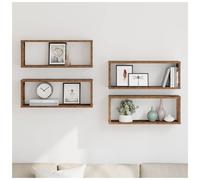 Wall Cube Shelves 4pc Old Wood 60x15x23cm Engineered Wood Floating Display Set.