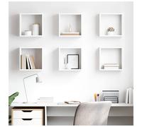 Wall Cube Shelves 6pc Engineered Wood White 30x15x30cm Modern Display for Homes
