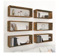 Wall Cube Shelves 6pc Smoked Oak Engineered Wood 60x15x23 cm Modern Floating Set