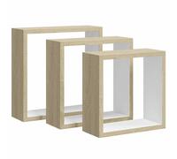 vidaXL 3x Wall Cube Shelves Sonoma Oak Bookcase Storage Hanging Furniture