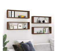 Wall Cube Shelves Brown Oak Engineered Wood 80x15x26.5cm Floating Set Home Decor