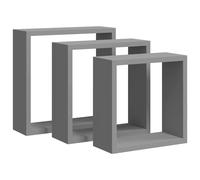 vidaXL 3x Wall Cube Shelves Grey MDF Floating Display Storage Unit Bookcase