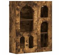 Wall Cupboard Smoked Oak Made of Wood Material 59 x 20 x 71.5 cm with 6 Shelves, Modern Storage Space for Kitchen, Bathroom, Hallway and Living Room, Space-Saving and Versatile Use