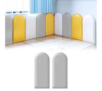 Wall Cushion Padding, Kid's 3D Anti Collision Wall Padded Set, PU Self Adhesive Stickers, Thicken 3MM Peel and Stick on Cushion Padding, for Children Nursery (Light grey, 30 * 40CM,2pcs)