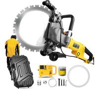 Wall Cutting Saw, Brushless Electric Grooving Machine, 8000W Ring Saw with Water Cooling, 29CM Cut Depth for Granite, Brick, Marble, Concrete, Includes 2 Blades
