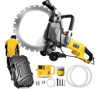 Wall Cutting Saw, Brushless Electric Grooving Machine, 8000W Ring Saw with Water Cooling, 29CM Cut Depth for Granite, Brick, Marble, Concrete, Includes 2 Blades