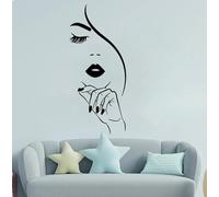 Wall Decal Lips and Nail Salon Wall Sticker Beauty Salon Studio Shop Wall Decal,Black,80cmhighx35cmwide