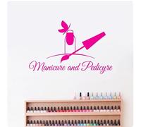 Wall Decal Nails Art Pattern Design Sticker Beauty Salon Wall Decor,Hot Pink,93x56 Cm