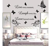 Wall Decal Quote Live Every Moment Laugh Every Day Love Beyond Words Wall Sticker Motivational Wall Decals Family Inspirational Wall Stickers for Bedroom Living Room Window Decor Home Decor.
