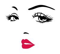 Wall Decal, Removable Black PVC Wall Sticker Beautiful Woman Face Vinyl Art Decal for Home, Bedroom Decor