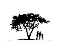 Wall Decals a Silhouette of a Family Under a Tree symbolizing shelter Growth and Familial Bonds 36x57.2cm Multi Color Selection Black