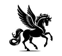 Wall Decals a Silhouette of a Mythical Creature of Pegasus on a Horse with Wings on hind Legs 42x45cm Multiple Size Options Black