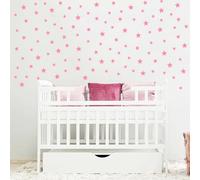 Wall Decals Baby Pink Stars for Kids Room, 3-4-5centimeter Mix 112 Pcs, Easy to Peel Easy to Stick, Safe On Walls and Paint, Vinyl Decor by Bugybagy. (Matte Baby Pink)
