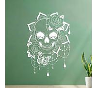 Wall Decals Beautiful Skeleton Lady Day of The Dead Bohemian Butterfly Tattoo Studio 42x61.3cm It Won't Fall Off White