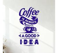 Wall Decals Coffee is Always A Good Idea Coffee Shop Logo Cup Restaurant 54.6x100.9cm Wall beautification DarkBlue